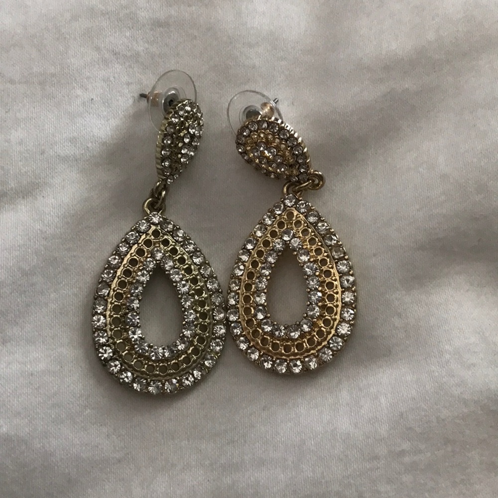 Gold and Crystal post/dangling earrings